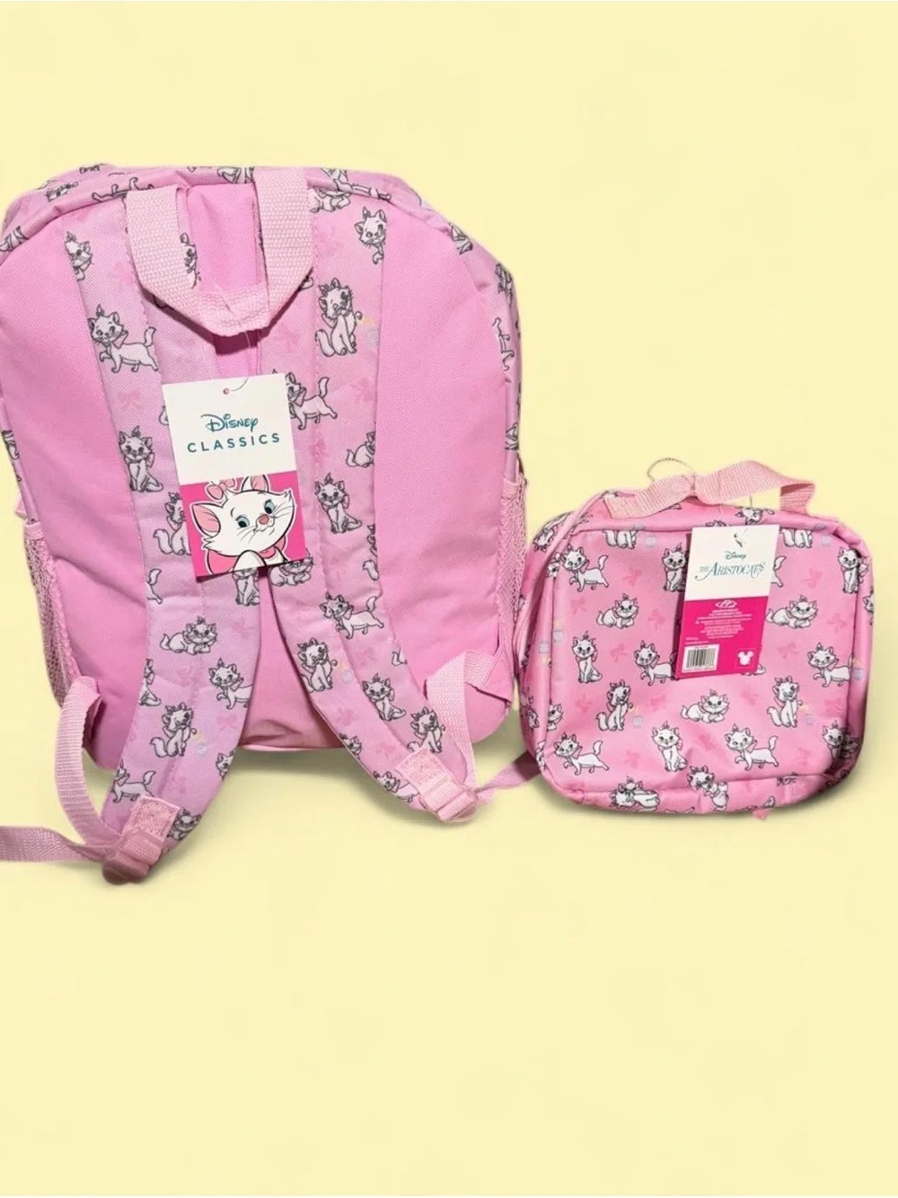 Disney Pink Cat Marie Print Kids Backpack and Lunch Bag Set